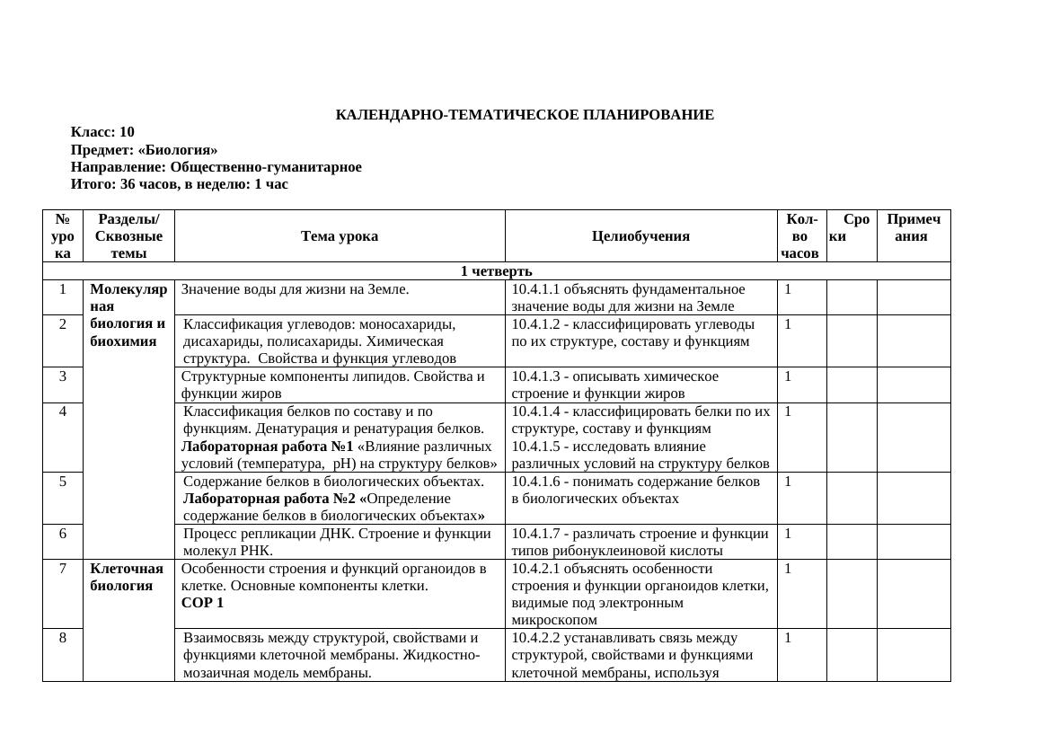 10-11 по 1 часу Биология
