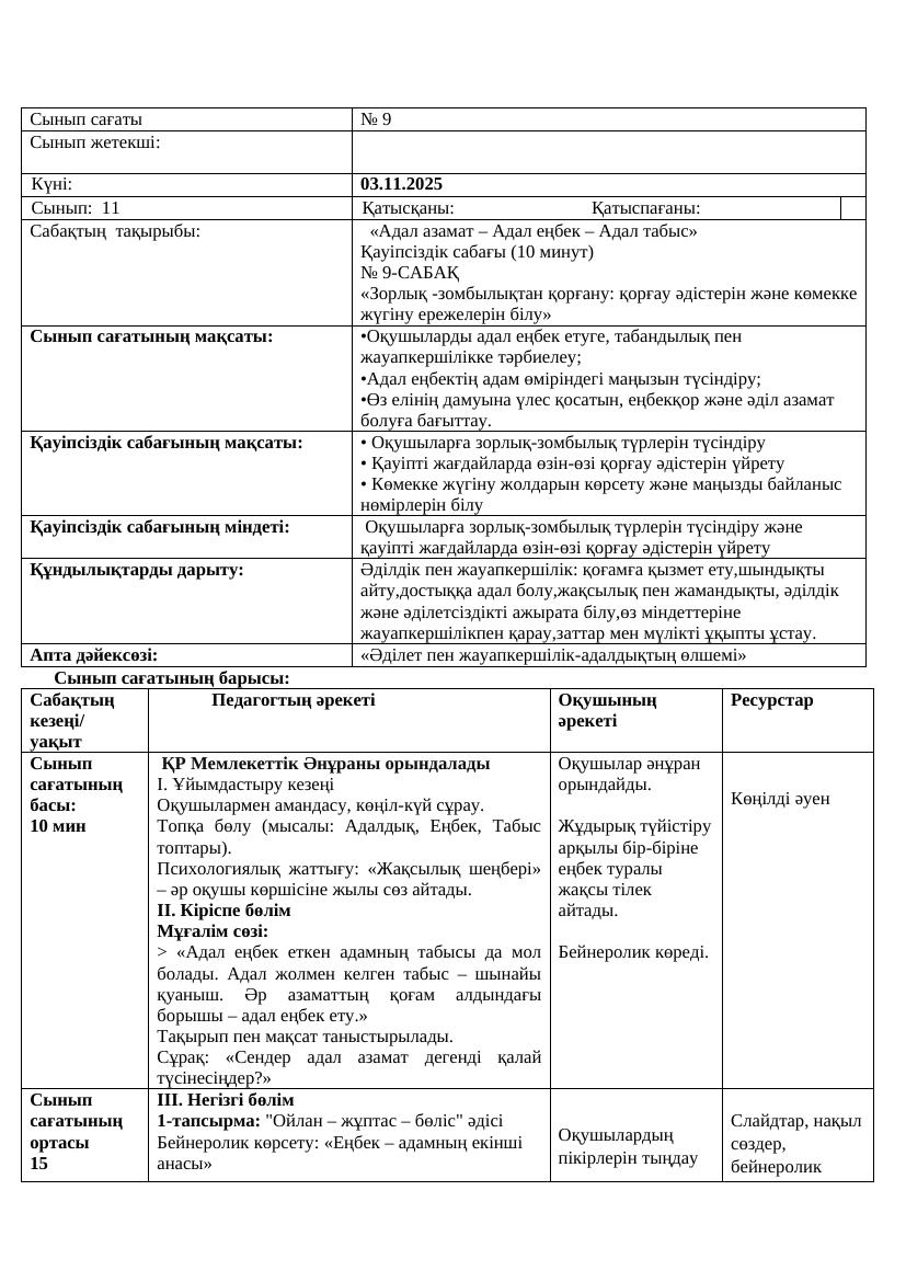 11 сынып Қ М Ж 03 11 25ж Ж Асылбекқызы