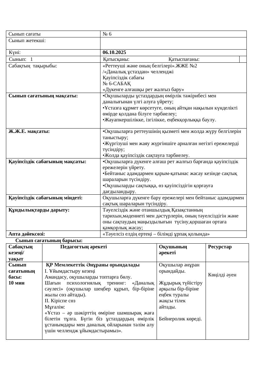 1сынып Қ.М.Ж. 06.10.25ж.Ж.Асылбекқызы