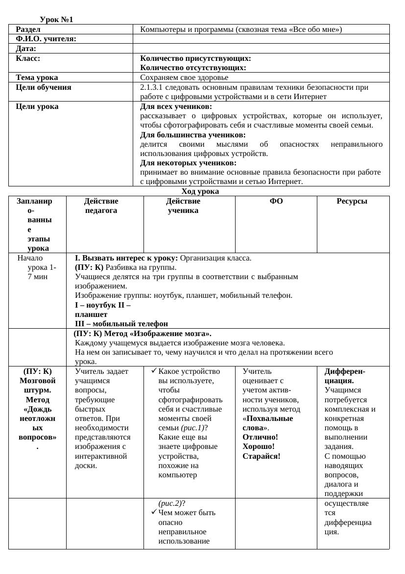 2 класс КСП  Компьютеры и программы (сквозная тема «Все обо мне»)