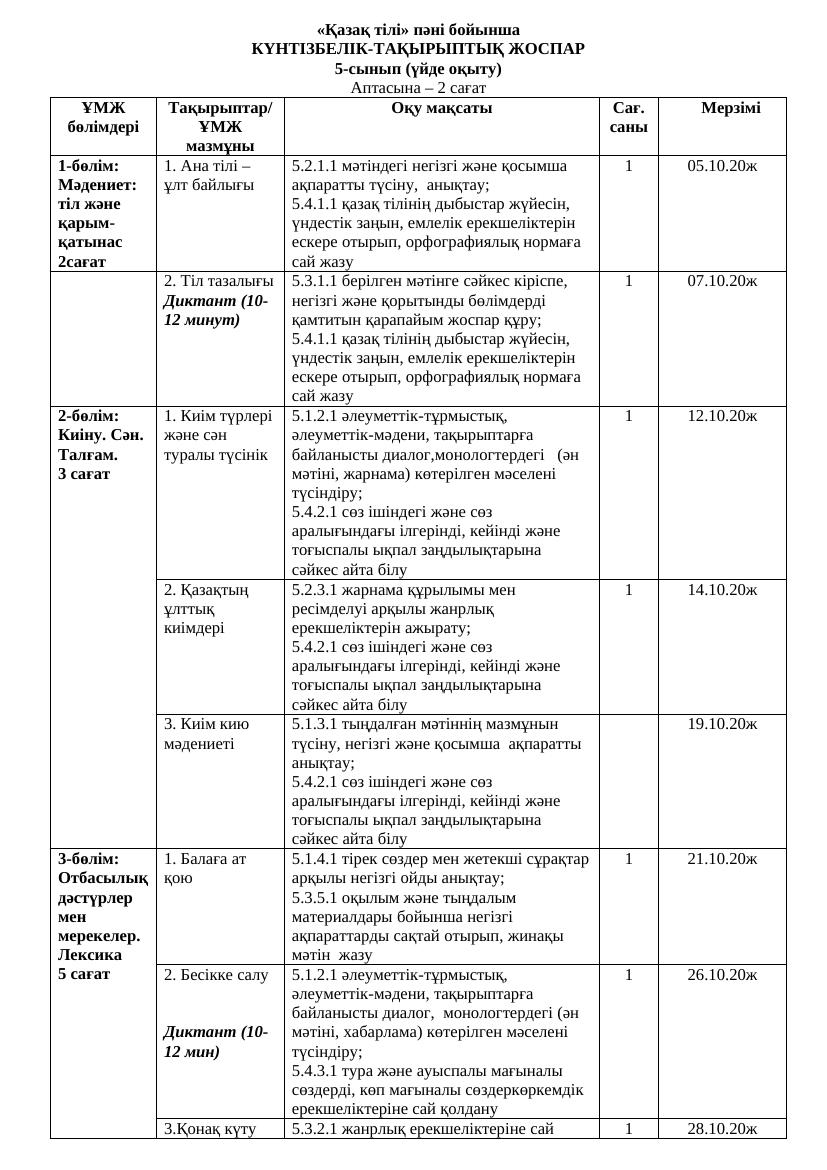 5сынып қаз т . әд. үйде оқыту