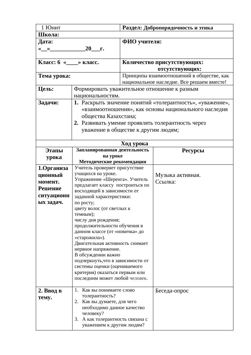 6 класс КСП ГК