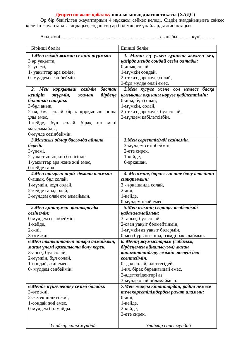 Тест на депрессию и тревогу ХАДС: пройти онлайн и оценить состояние