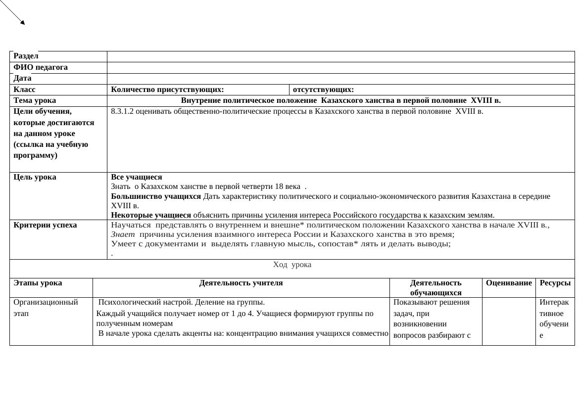 История Казахстана 8 класс КСП