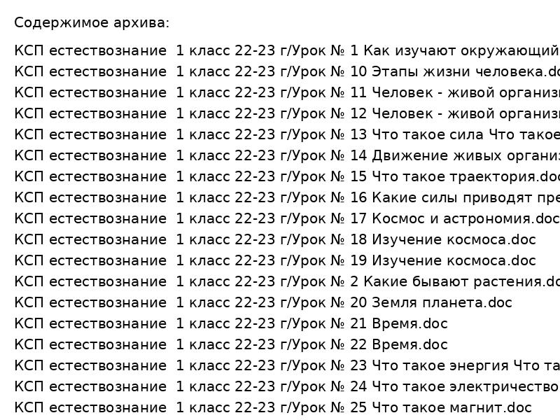 КСП по естествознанию для 1 класса: 33 урока на 2022-23 год
