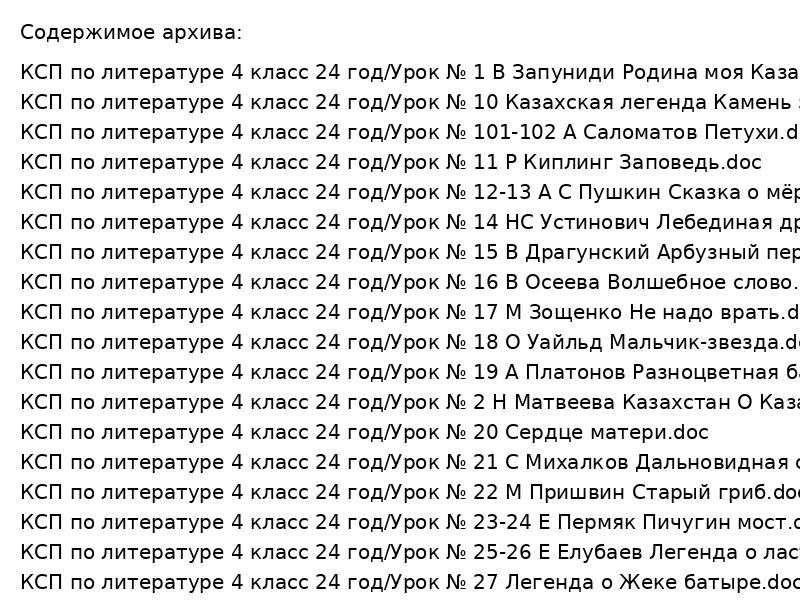 КСП по литературе 4 класс 24 год