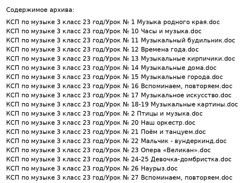 КСП по музыке 3 класс 23 год