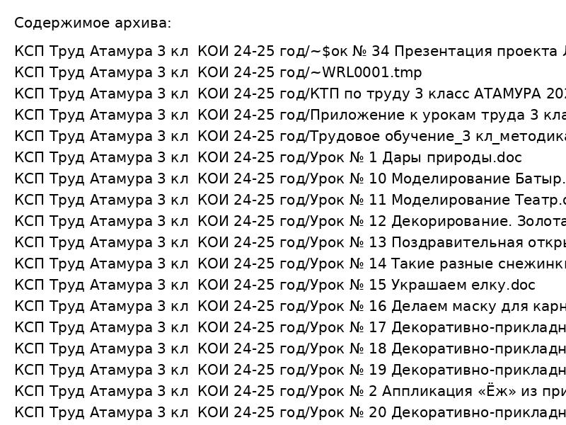 КСП по Труду Атамура 3 кл КОИ 24 25 год