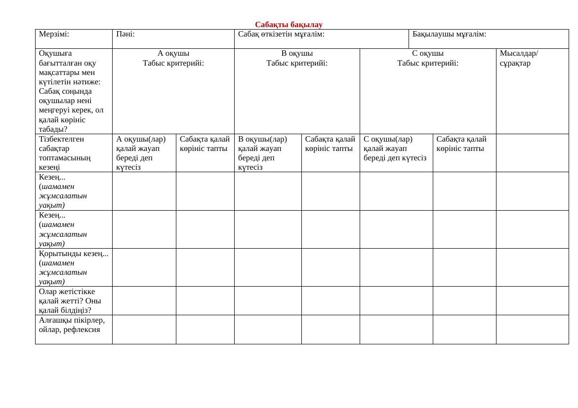 3 деңгейде сабақ бақылауы: нәтижелер мен критерийлер