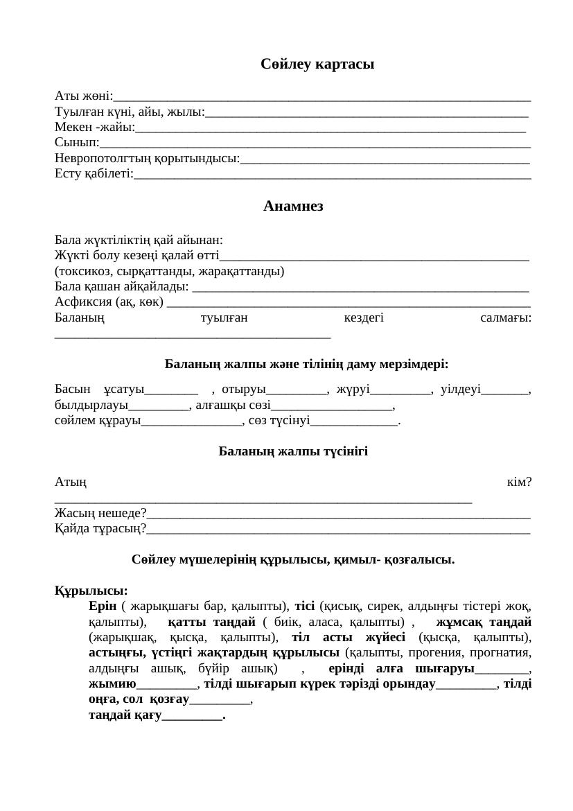 5 ключевых этапов диагностики речи: сөйлеу картасы для специалистов